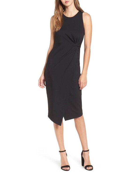 Leith Dresses & Skirts - 🆕LEITH Knot Front Cutaway Sheath Dress Black Small (4-6)